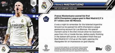 小小马首签：马斯坦托诺欧冠首球纪念Topps Now大Hit 有爆金1/1新秀签