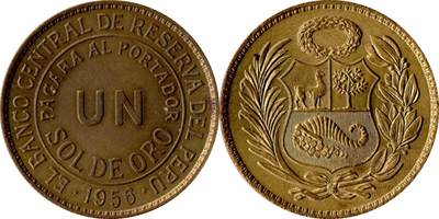 1956年秘鲁1索尔硬币