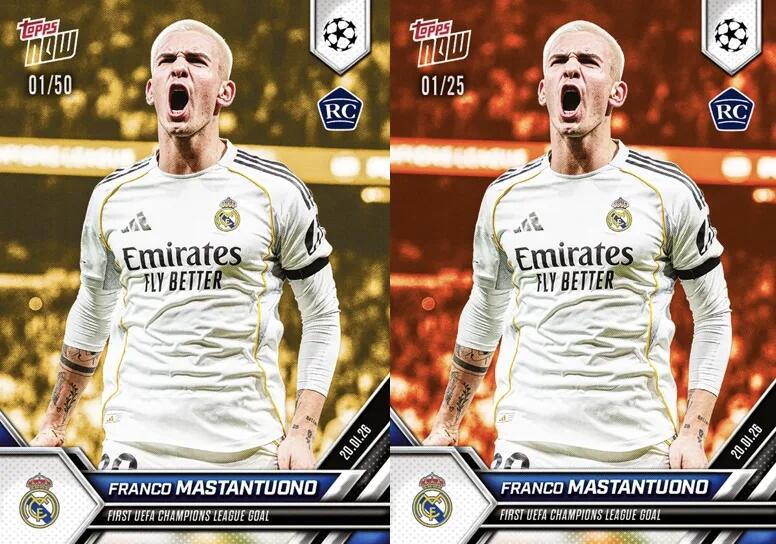 小小马首签：马斯坦托诺欧冠首球纪念Topps Now大Hit 有爆金1/1新秀签