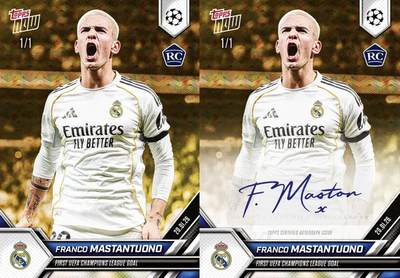 小小马首签：马斯坦托诺欧冠首球纪念Topps Now大Hit 有爆金1/1新秀签