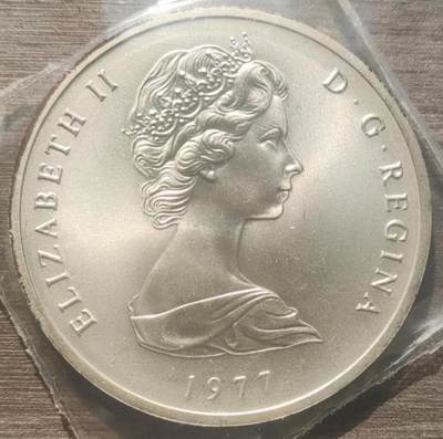 1977年特克斯和凯科斯群岛发行的25克朗银币