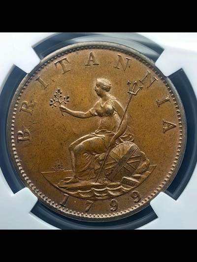 英国1799年1/2便士铜币