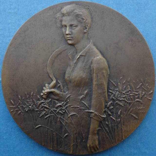 法国1904年法兰西章牌之友协会SAMF限量铜章“收获”MS63。