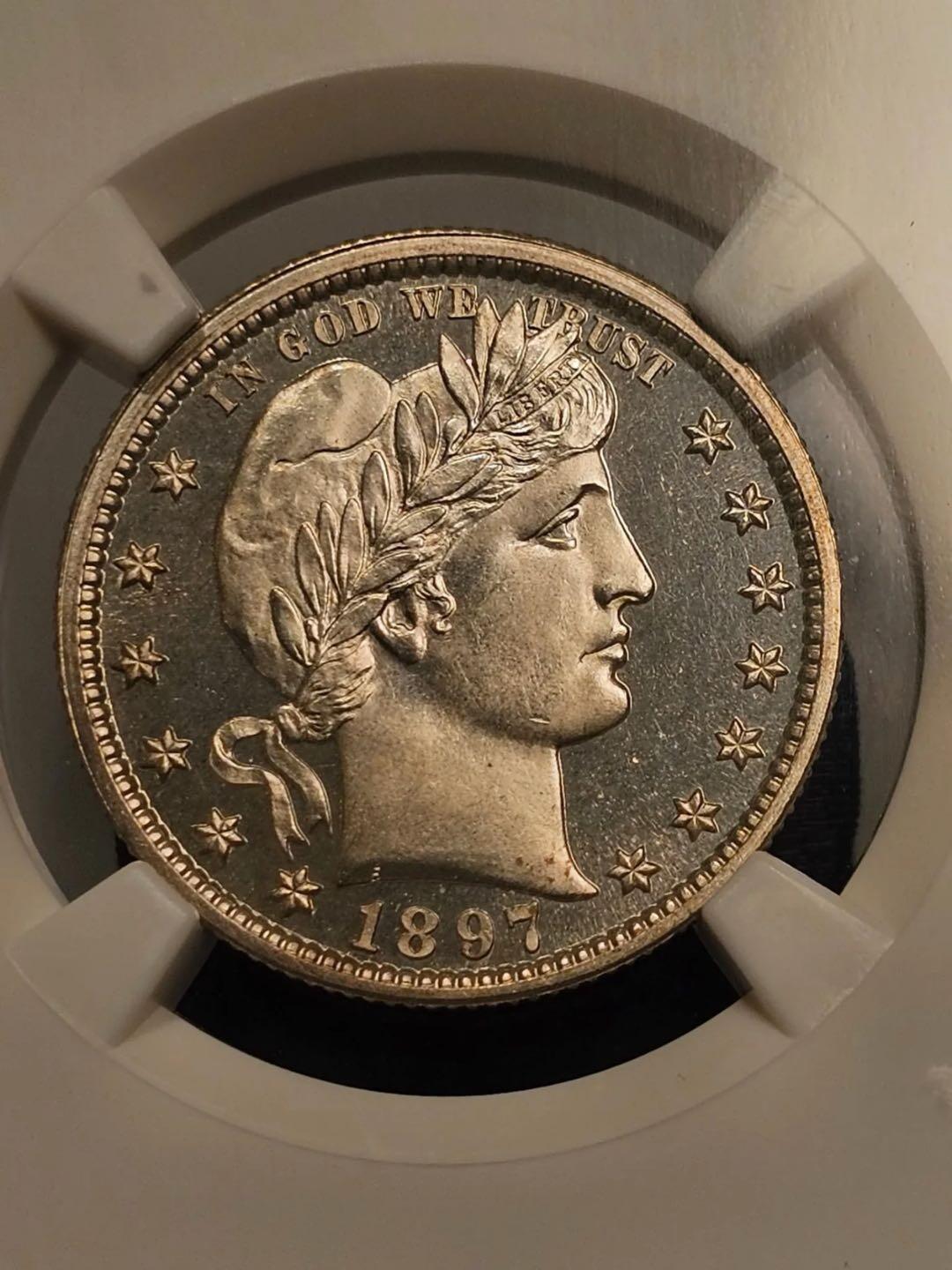 1897年美国巴伯尔25分精制银币