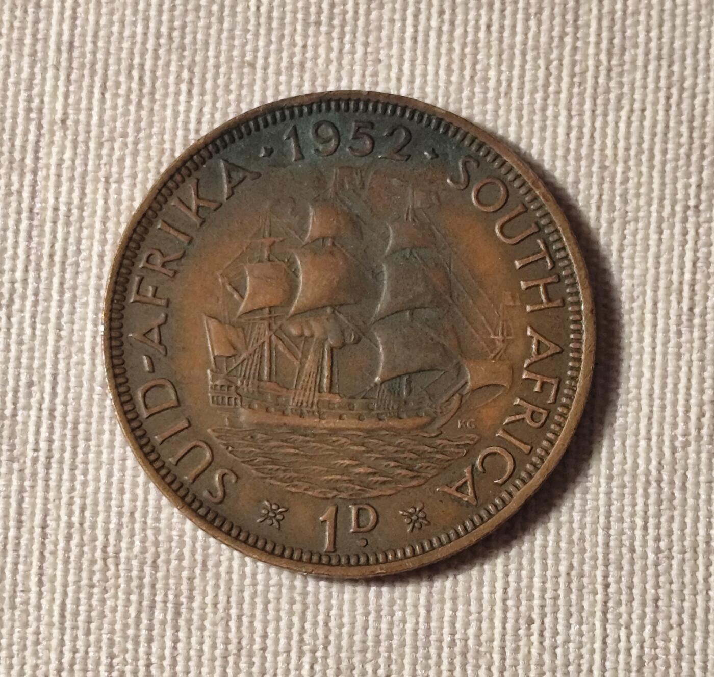 1952年南非一便士铜币：英属余晖与种族隔离阴影下的货币转折