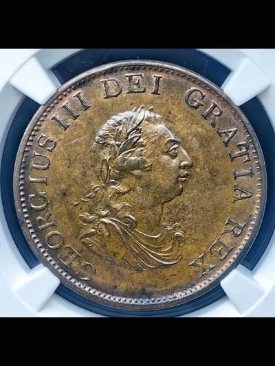 英国1799年1/2便士铜币