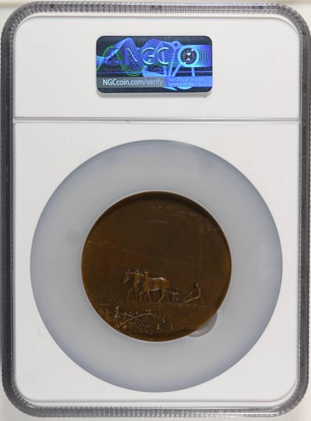 法国1904年法兰西章牌之友协会SAMF限量铜章“收获”MS63。