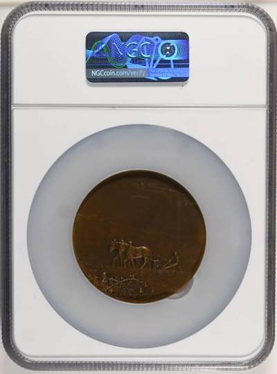 法国1904年法兰西章牌之友协会SAMF限量铜章“收获”MS63。