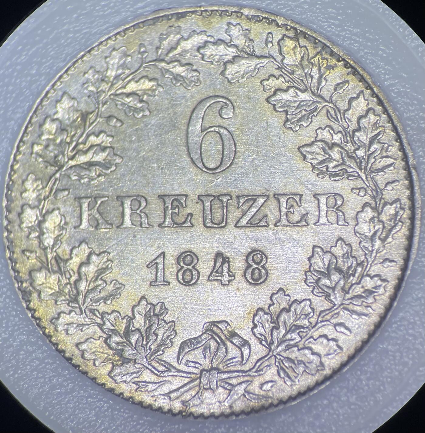 1848法兰克福6克罗泽银币