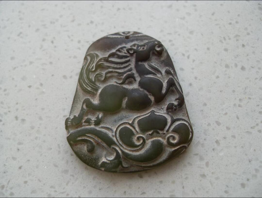 古董级老玉牌子，马踏祥云！！