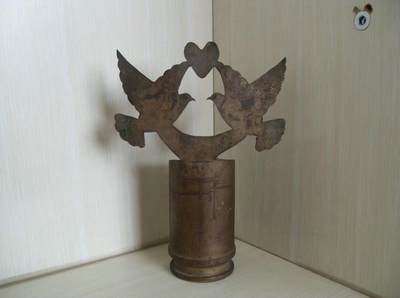 铜炮弹皮摆件，比翼双飞造型！！