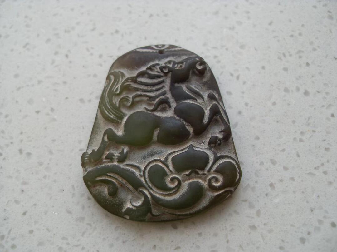 古董级老玉牌子，马踏祥云！！