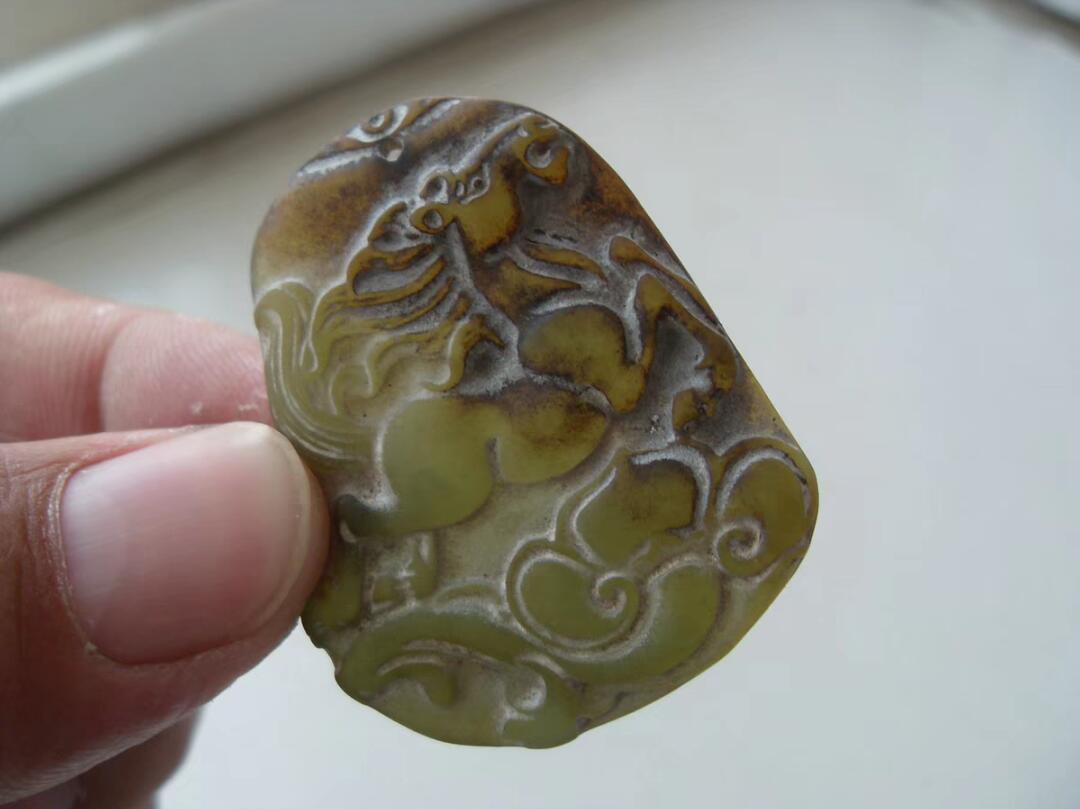 古董级老玉牌子，马踏祥云！！