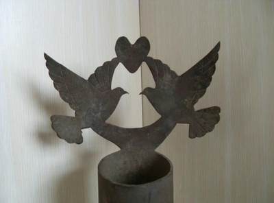 铜炮弹皮摆件，比翼双飞造型！！