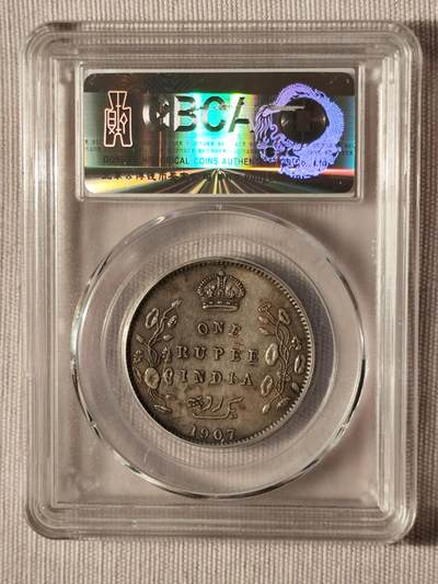 英属印度1907年爱德华七世1卢比银币