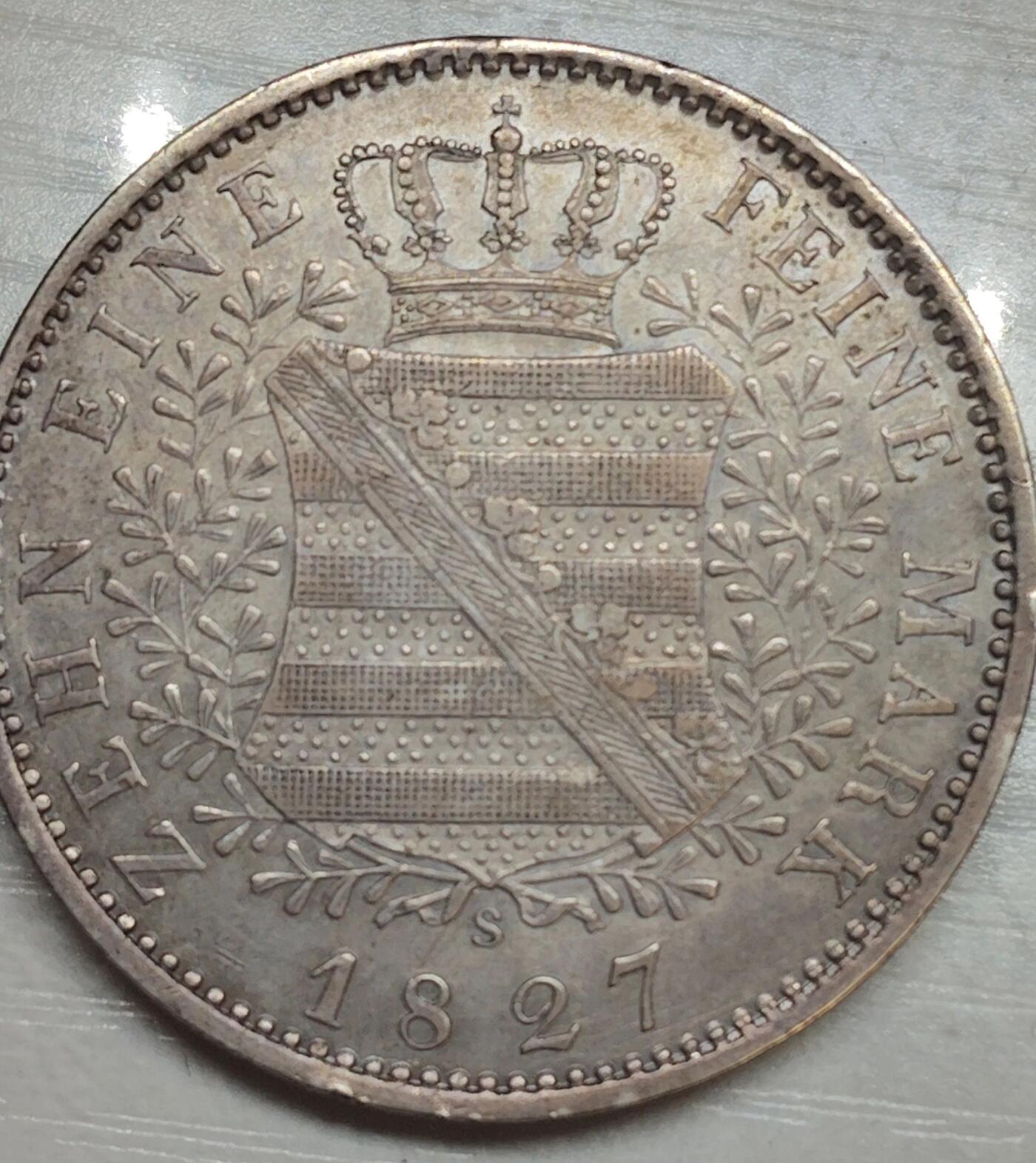 1827年萨克森王国安东一世1泰勒银币