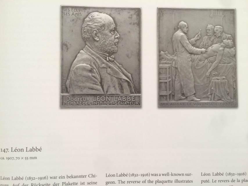 法国1907年矩形镀银铜章医学家、政治家莱昂·拉贝