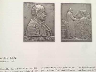法国1907年矩形镀银铜章医学家、政治家莱昂·拉贝