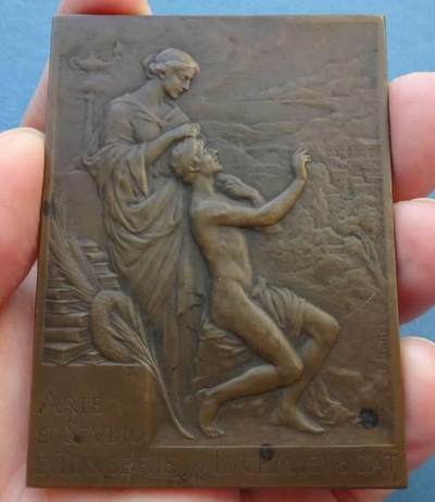 法国1904年矩形铜章眼科专家弗提诺斯·帕纳斯