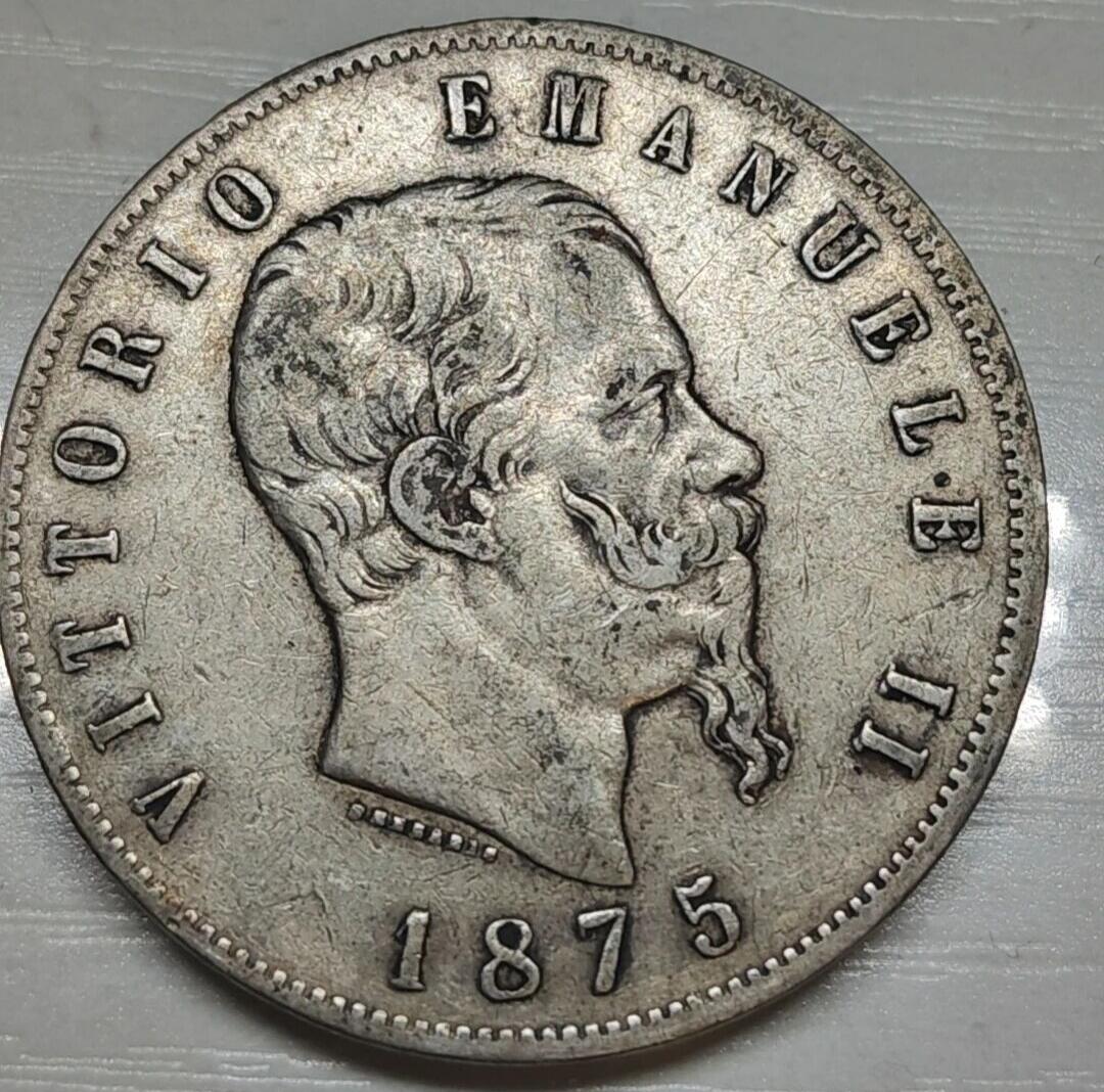 意大利王国1875年发行的5里拉银币