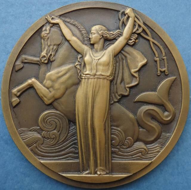 法国1935年原盒铜章诺曼底号豪华邮轮