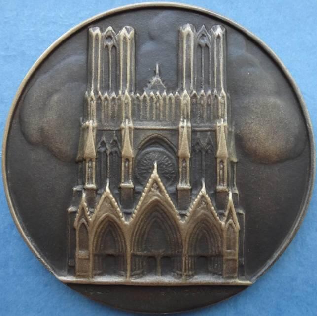 法国1928年SFAM协会精品浇铸铜章兰斯主教吕松