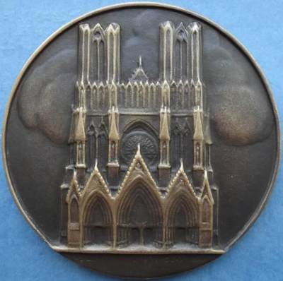 法国1928年SFAM协会精品浇铸铜章兰斯主教吕松