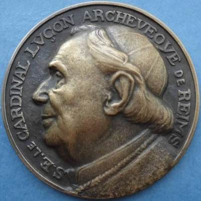 法国1928年SFAM协会精品浇铸铜章兰斯主教吕松