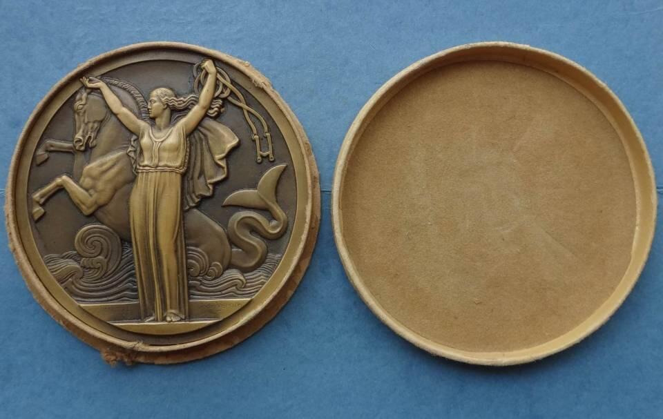 法国1935年原盒铜章诺曼底号豪华邮轮