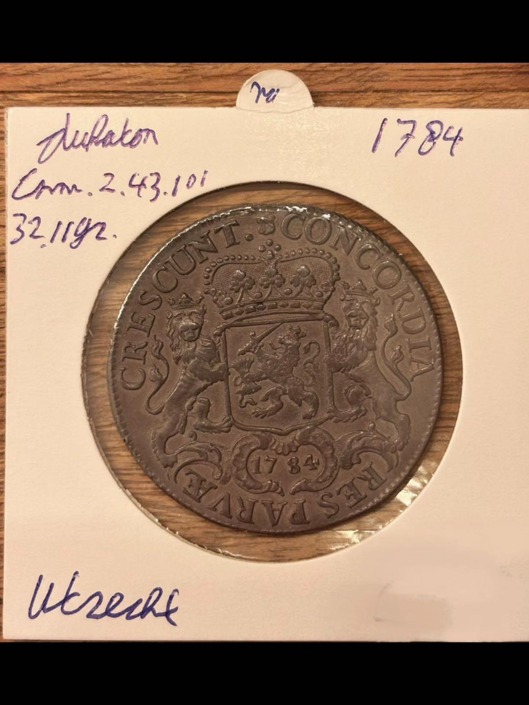 1784年乌得勒支省荷兰银骑士1杜卡兰银币