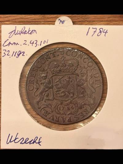 1784年乌得勒支省荷兰银骑士1杜卡兰银币