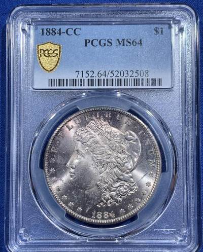 【美】PCGS MS64 美国 1884 CC 摩根1美元银币！2026/2/10