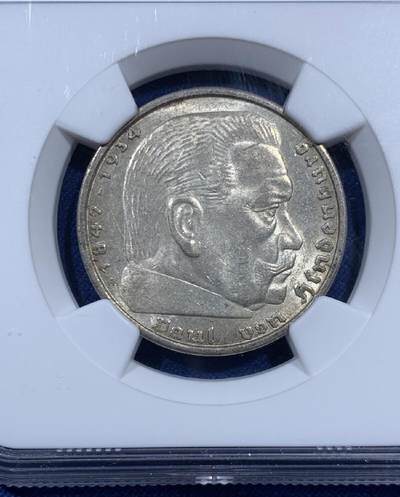 NGC MS62 德国1938年A版兴登堡5马克银币 2026/2/11