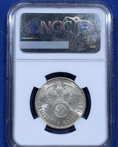 NGC MS62 德国1938年A版兴登堡5马克银币 2026/2/11