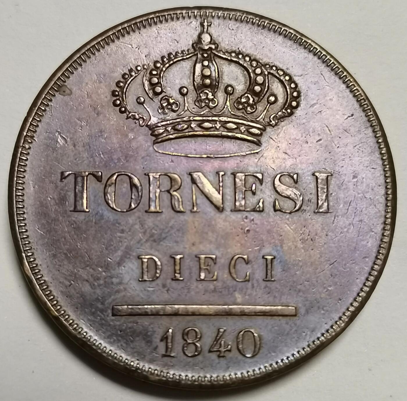 两西西里王国（Kingdom of the Two Sicilies）10 Tornesi铜币