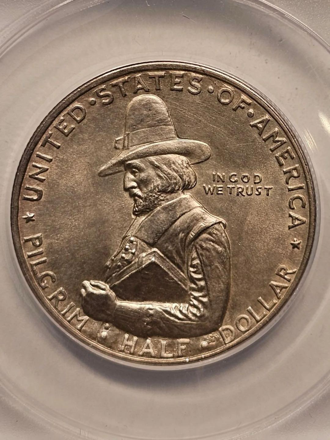 1920年美国朝圣者300周年半美元纪念银币