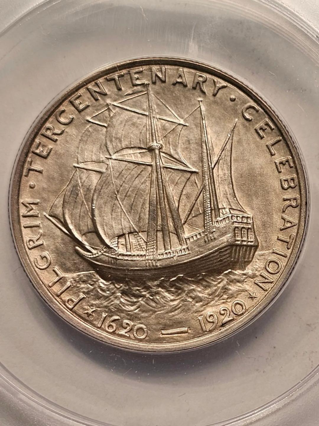 1920年美国朝圣者300周年半美元纪念银币
