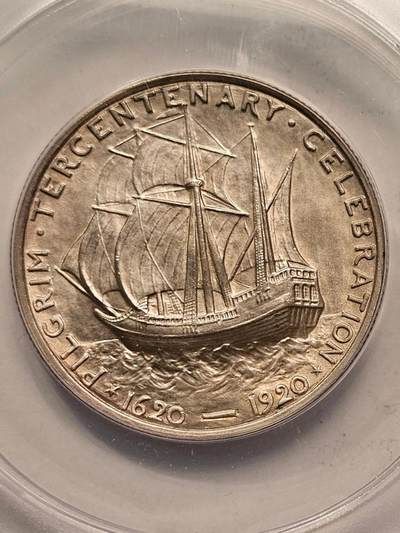 1920年美国朝圣者300周年半美元纪念银币