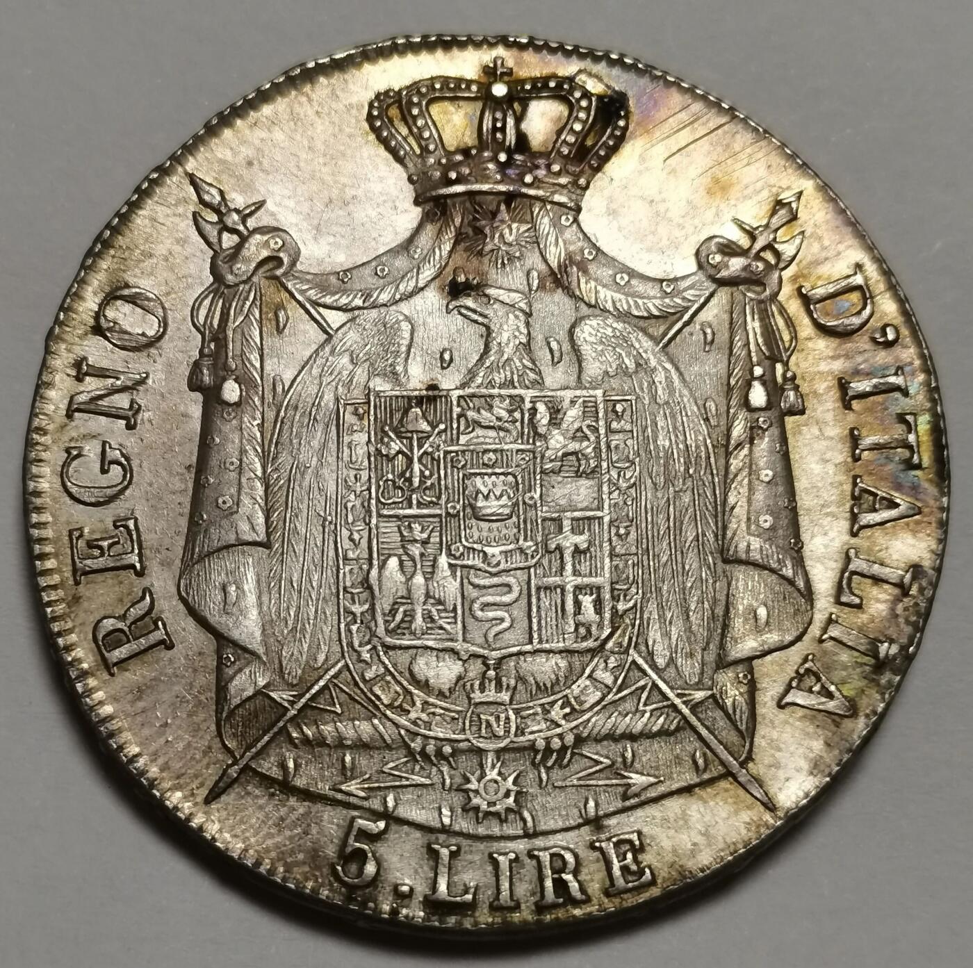 意大利王国（拿破仑时期）1808年M版5里拉银币