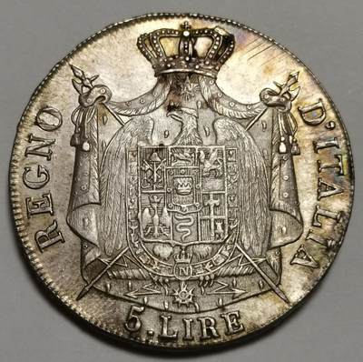 意大利王国（拿破仑时期）1808年M版5里拉银币