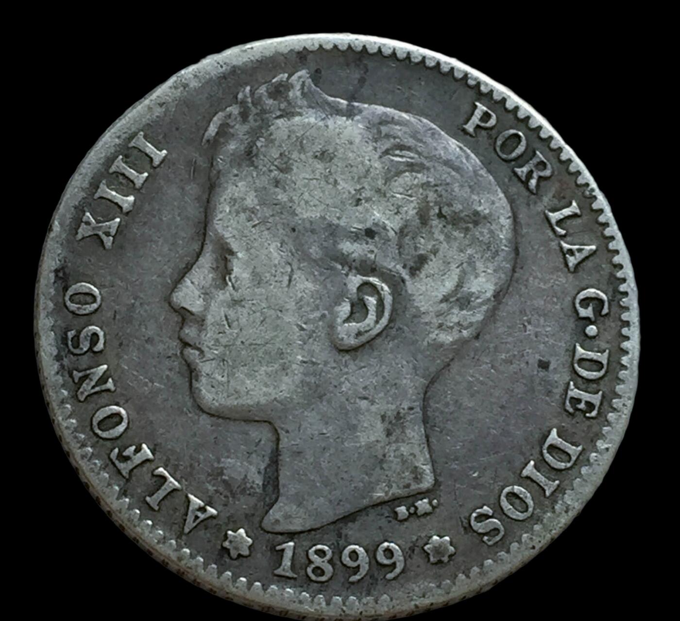 西班牙阿方索十三世1899年1比塞塔银币