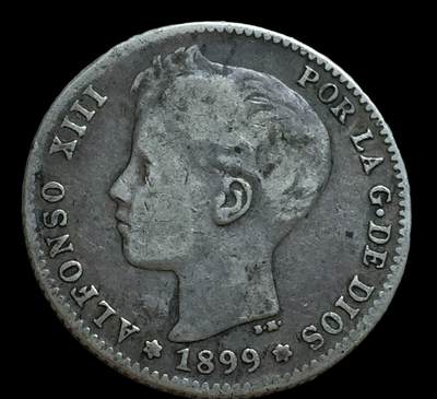 西班牙阿方索十三世1899年1比塞塔银币
