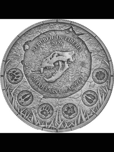 洞狮•湮没—2026年利比里亚夜光银币