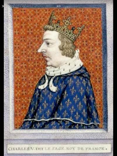 法国中世纪瓦卢瓦王朝“英明王”查理五世站人法郎金币