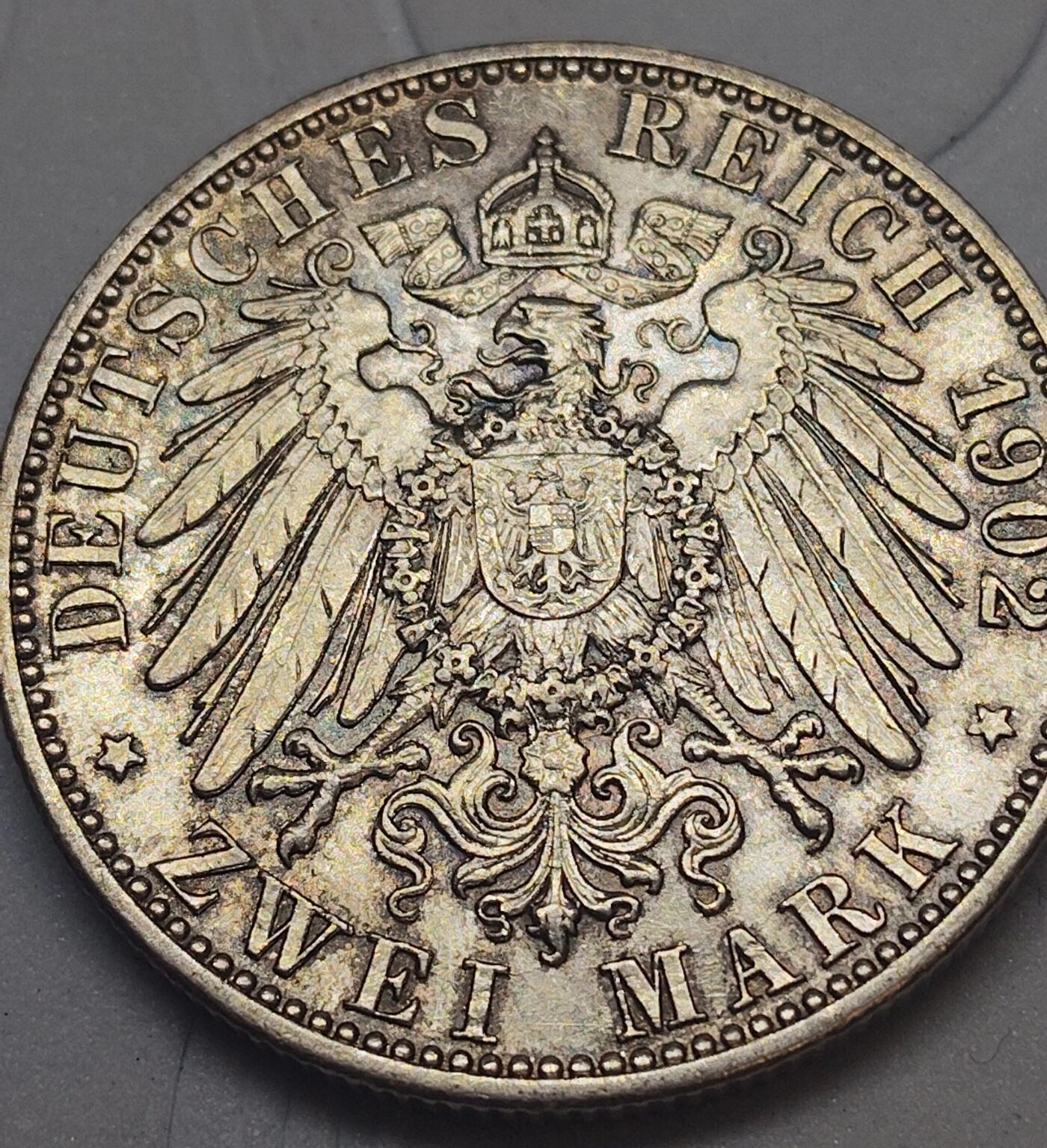 德意志帝国时期（1902年）巴登大公国发行的2马克银币