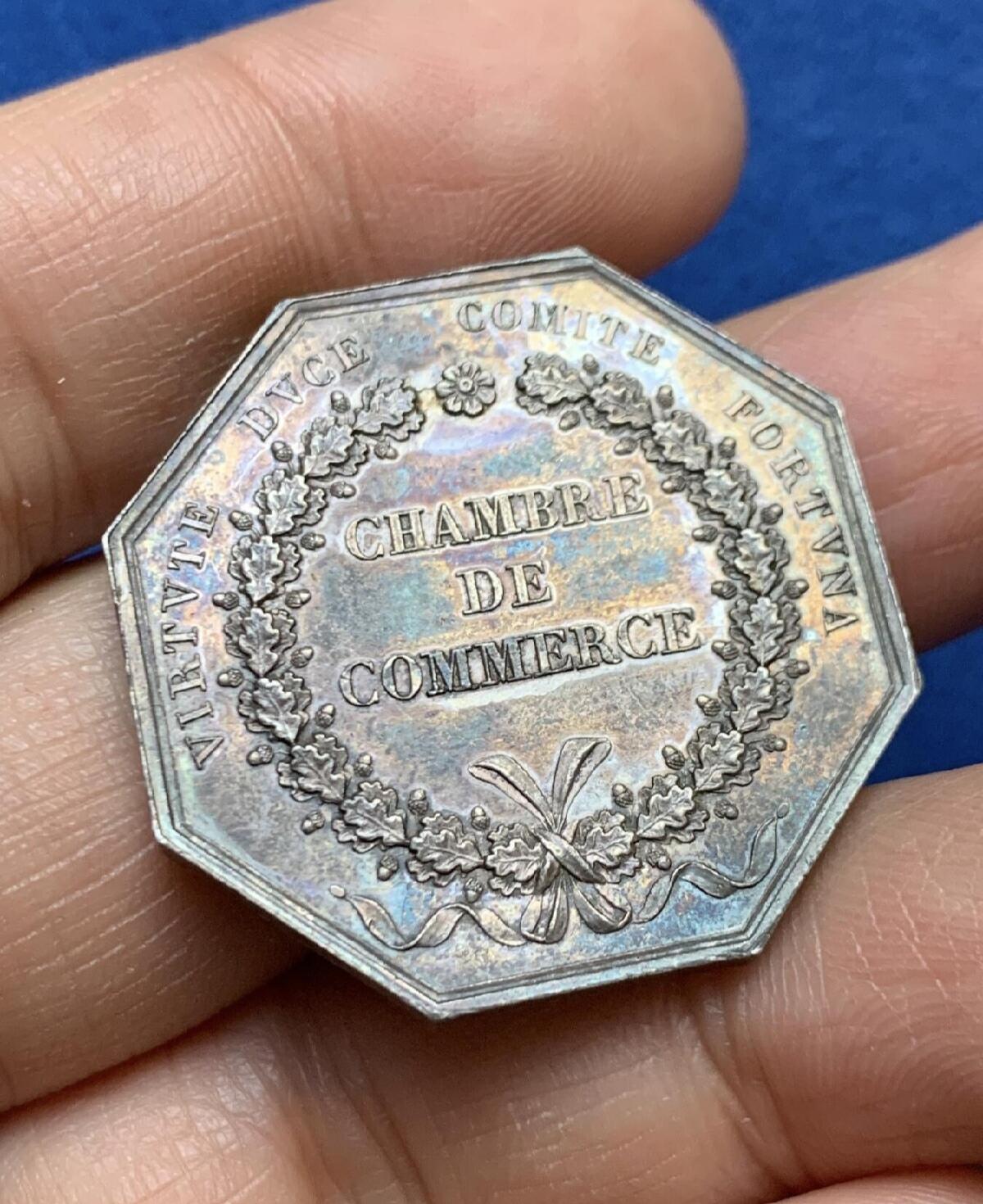 【美】法国里昂商会八角银质代币，2026/2/14