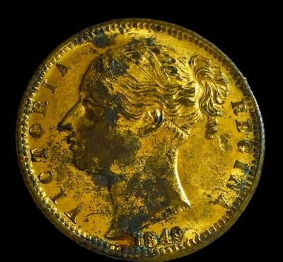 英国19世纪1837年维多利亚头像镀金代用币