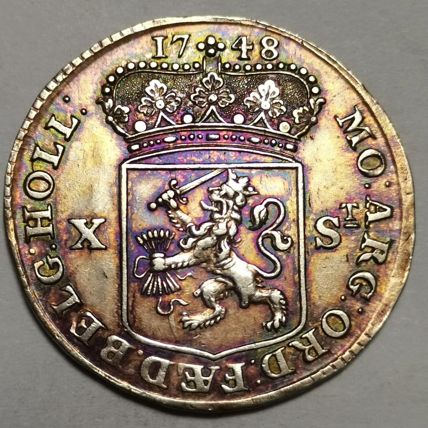 荷兰省1748年发行的10斯图弗银币