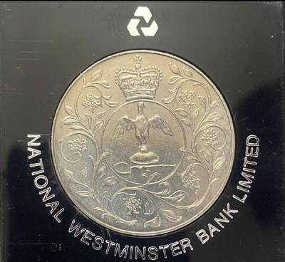 盒装 英国1977年伊丽莎白二世登基25周年（银禧）25便士纪念币（克朗型）2026/2/15