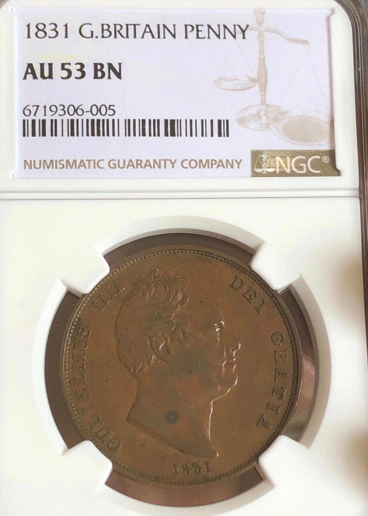 1831年英国威廉四世1便士铜币